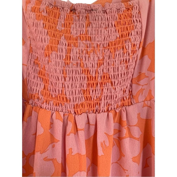 Social Standard by Sanctuary Pink Orange Floral Print Smocked Back Maxi - XL - Picture 4 of 11